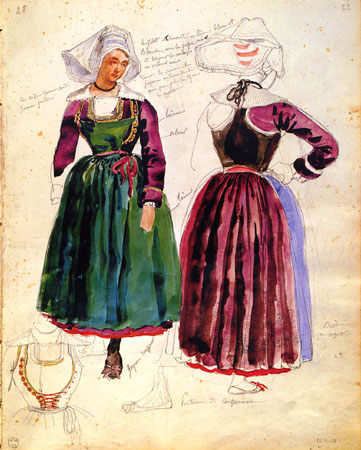 Two Women in traditional Dresses of Pont Aven from François-Hippolyte Lalaisse