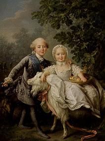 Child portrait Charles Philippe of France with nurse Marie-Adelaide from François-Hubert Drouais