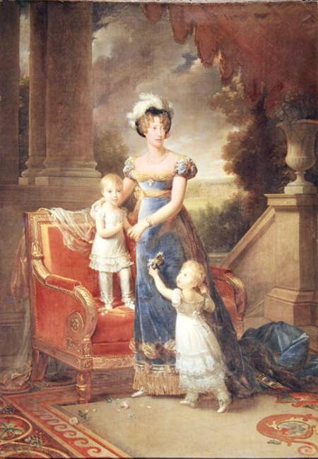 Marie-Caroline de Bourbon (1798-1870) with her Children in Front of the Chateau de Rosny from François Pascal Simon Gérard