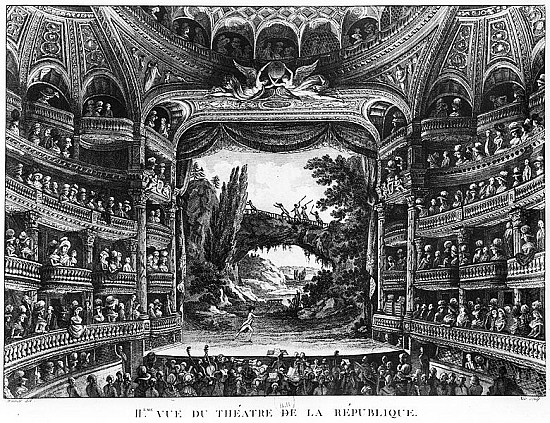 Second view of the Theatre de la Republique, plate 83 from volume IV of ''Voyage de France'' from Francois Denis Nee