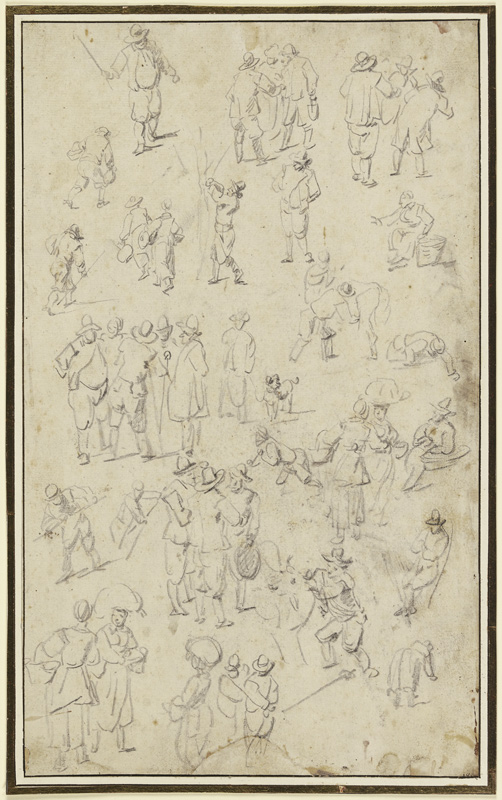 Studienblatt: Zahlreiche Figuren, einzeln und gruppiert from Frans Hals