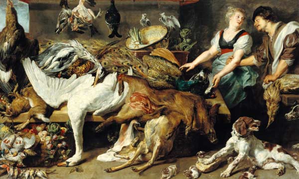 Quiet life with bitch and her boys as well as cook and cook from Frans Snyders
