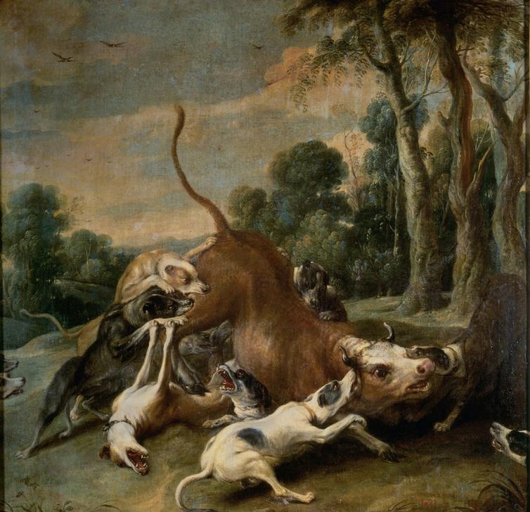 Bull Surrendered by Dogs from Frans Snyders