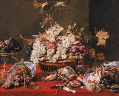 Still life of grapes in a basket from Frans Snyders