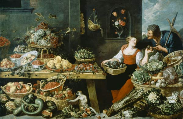 Fruit and Vegetable Market (oil on canva - Frans Snyders as art print ...