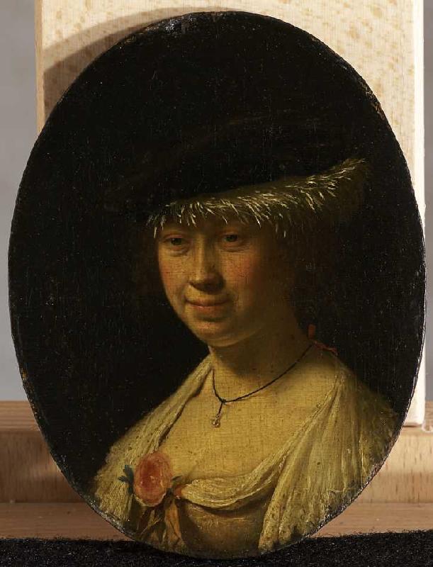 Bildnis einer Dame mit Barett. from Frans van Mieris d.Ä.
