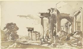Antike Ruinen in einer Landschaft