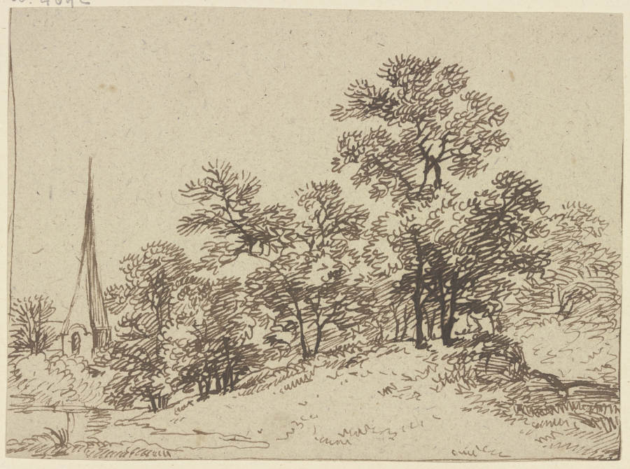 Baumgruppe, links ein Kirchturm from Franz Innocenz Josef Kobell