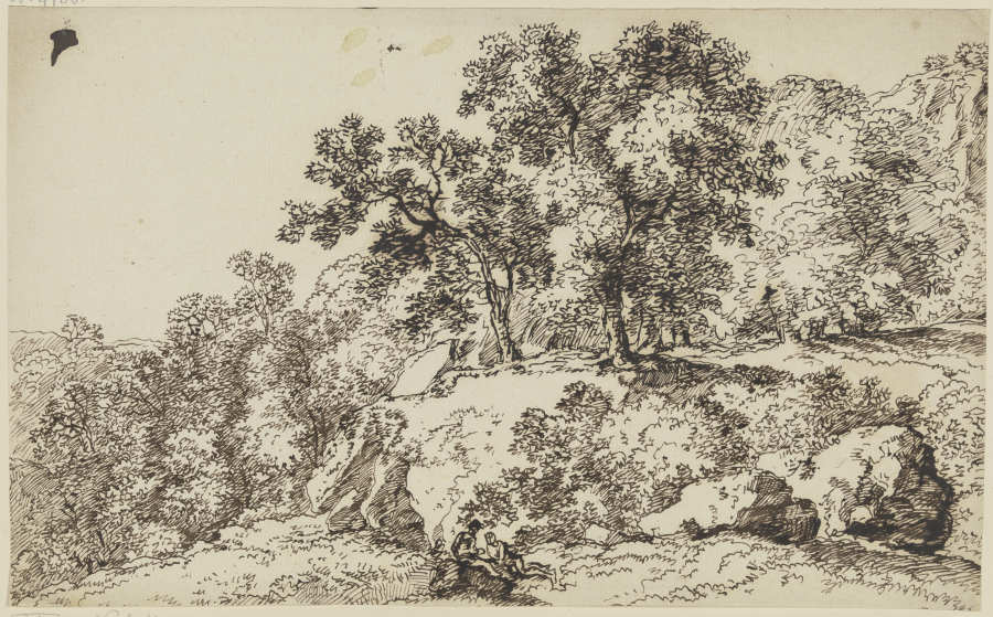 Felsige Landschaft mit Bäumen und Staffagefiguren from Franz Innocenz Josef Kobell