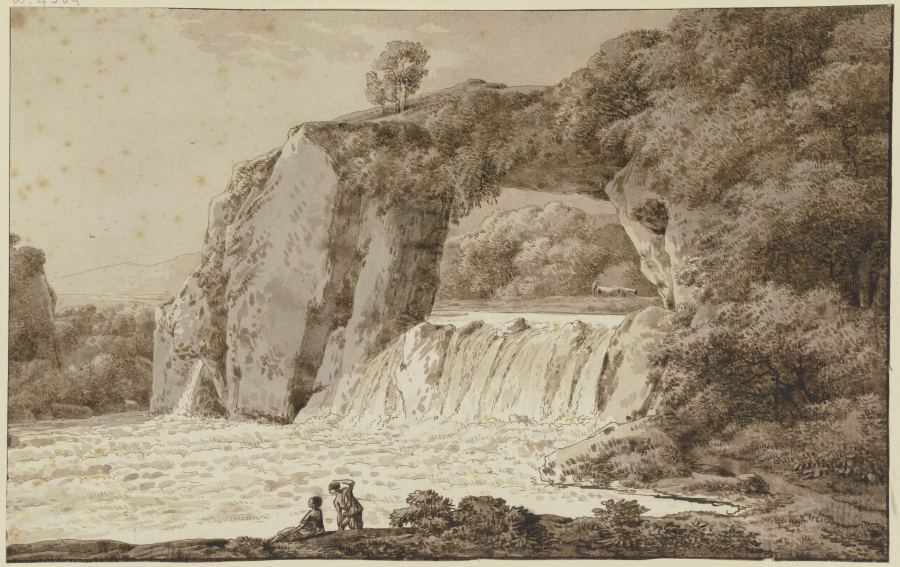 Felspartie mit Wasserfall from Franz Innocenz Josef Kobell