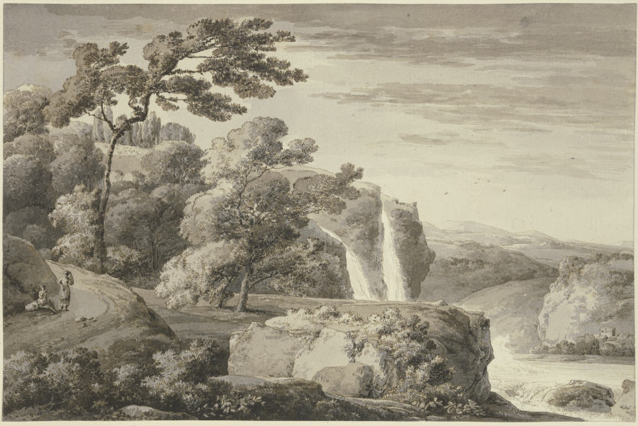 Gebirgslandschaft mit hohem Wasserfall from Franz Innocenz Josef Kobell