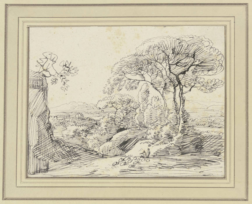 Landschaft mit weidenden Schafen unter einem großen Baum from Franz Innocenz Josef Kobell
