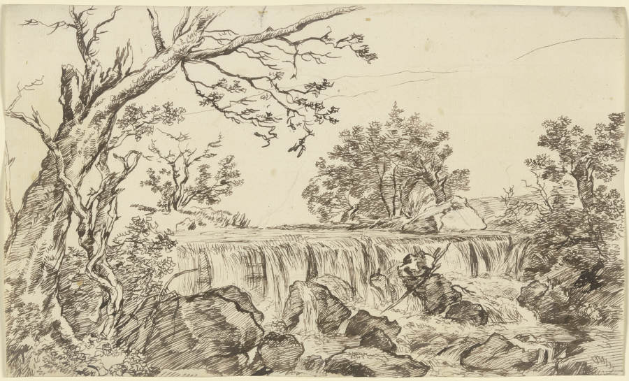Wasserfall, im Vordergrund ein absterbender Baum from Franz Innocenz Josef Kobell