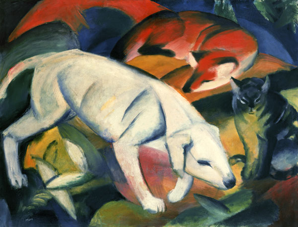 Three animals (dog, fox, cat) from Franz Marc