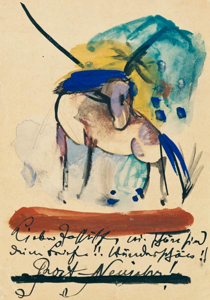 Horse. (on postcard to Else Lasker pupils) from Franz Marc