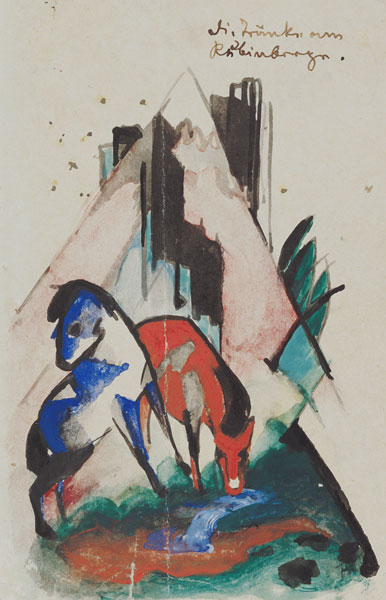 Watering-place at the ruby mountain (postcard to Else Lasker pupils) from Franz Marc