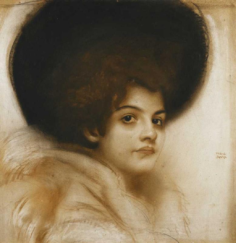 Porträt einer Dame mit Hut. from Franz von Stuck