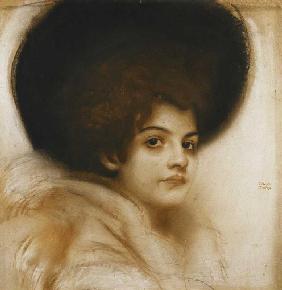 Porträt einer Dame mit Hut.