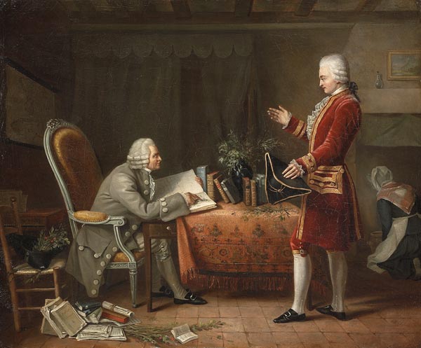 Jean-Jacques Rousseau und René Louis de Girardin, der Maqrquis von Vauvray, im Château d'Ermelonovil from Französisch