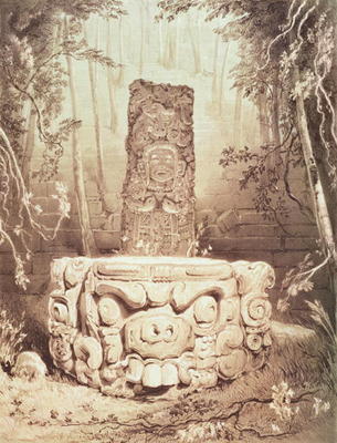 Mayan temple, Honduras (engraving) from Frederick Catherwood