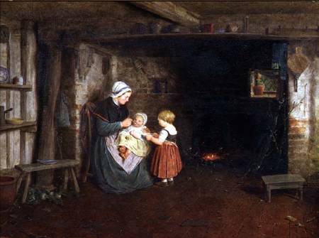 Expectation: Interior of a Cottage with a Mother and Children from Frederick Daniel Hardy