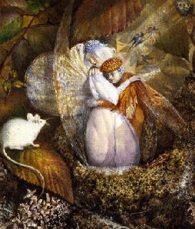 Fairy Lovers in a Bird's Nest Watching a White Mouse, c.1860