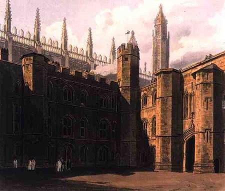 Court of King's College, Cambridge, from 'The History of Cambridge', engraved by Daniel Havell (1785 from Frederick Mackenzie