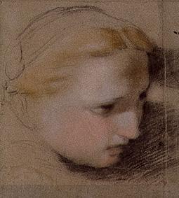 Study of a female head (for the work Descent from the Cross Jesu)