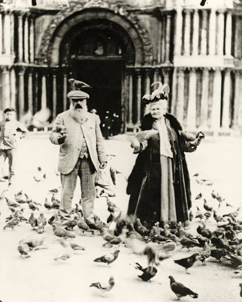 Claude Monet (1840-1926) and his wife, Alice (1844-1911) St. Mark's Square, Venice, October 1908 (b/ from French Photographer, (20th century)