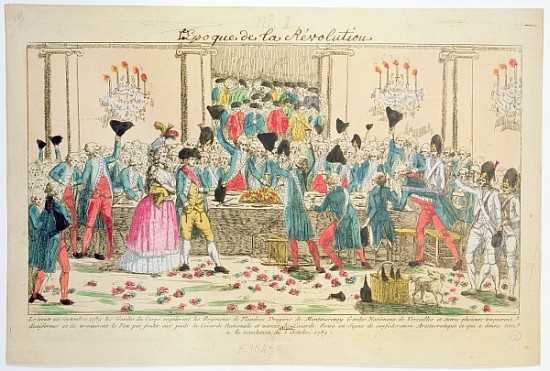 Banquet given on 1 October 1789 at the Versailles Opera House the King''s bodyguards to welcome the  from French School