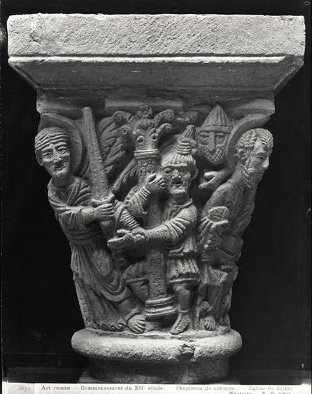 Capital of a column (stone) from French School