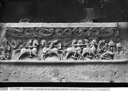 Cathedral of St. Peter in Angouleme, lintel detail on the west facade depicting scenes inspired by ' from French School