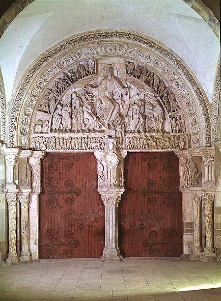 Central Portal in the Narthex of the Church of Sainte-Madelaine, with relief of the Pentecost in the from French School