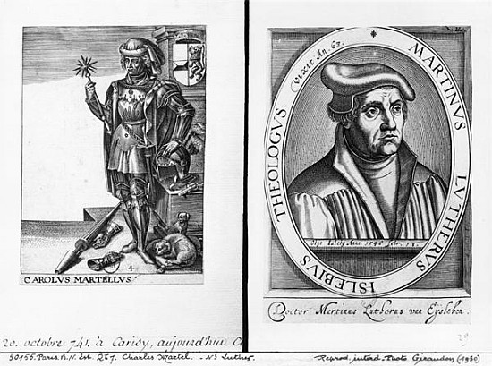 Charles Martel (688-741) and Martin Luther (1483-1546) from French School