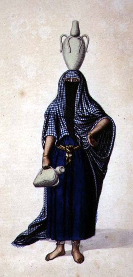 Egyptian Woman Carrying an Ibrik Water Pot, probably by Cousinery, Ottoman period from French School