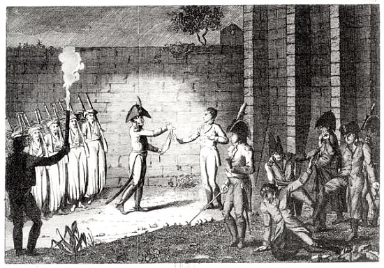 Execution of Louis Antoine Henri de Bourbon (1772-1804) Duke of Enghien in the castle moat at Vincen from French School