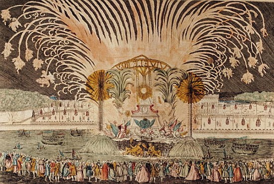 Firework Display in the Place Louis XV on the Occasion of the Dedication of the Equestrian Statue of from French School