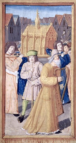 Fol.56r David and the Ark of the Covenant, from ''Heures a l''Usage de Rome'' from French School
