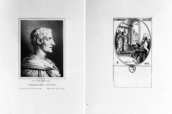 Gaius Cornelius Tacitus (AD 56-c.120) ; engraved by Julien (litho) and St. Gregory of Nazianzus (c.3 from French School