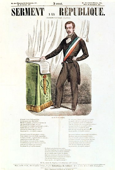 Illustrated lyric sheet for ''Serment a la Republique'', c.1848-52 from French School