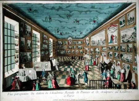 Perspective View of the Salon of the Royal Academy of Painting and Sculpture at the Louvre, Paris from French School