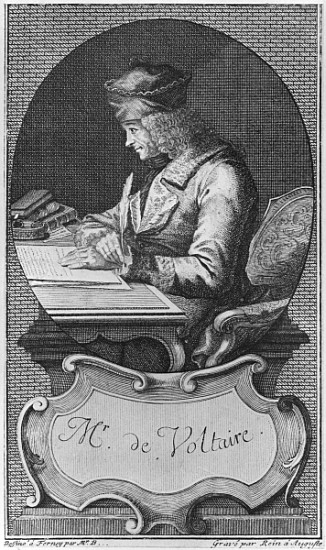 Portrait of Voltaire at Ferney; engraved by Joseph Friedrich Rein (1720-95) from French School