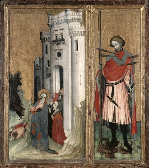 St. Andrew Chasing Demons from the Town of Nicaea and St. Sebastian, right hand panel of the Thouzon from French School