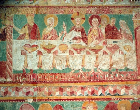 The Marriage at Cana, from the South wall of the Choir, 12th century from French School