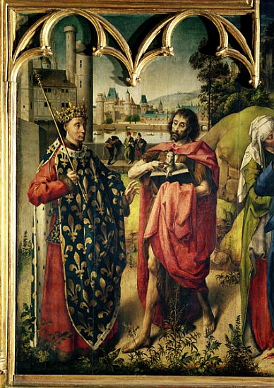 The Parlement of Paris Altarpiece, detail of St. Louis and St. John the Baptist from French School