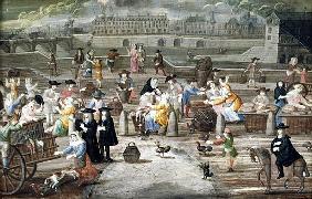 Bread and Poultry Market on Quai des Grands Augustins, painted for a fan