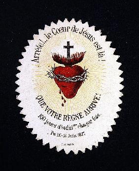 Devotional Image of the Heart of Jesus offering an Indulgence of 100 days