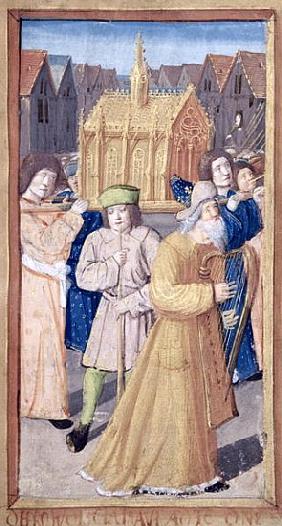 Fol.56r David and the Ark of the Covenant, from ''Heures a l''Usage de Rome''