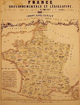 Governmental and Legislative Map of France, printed Ledoyen & Giret, Paris