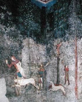 Men hunting with dogs detail from La Chambre du Cerf ( 1343